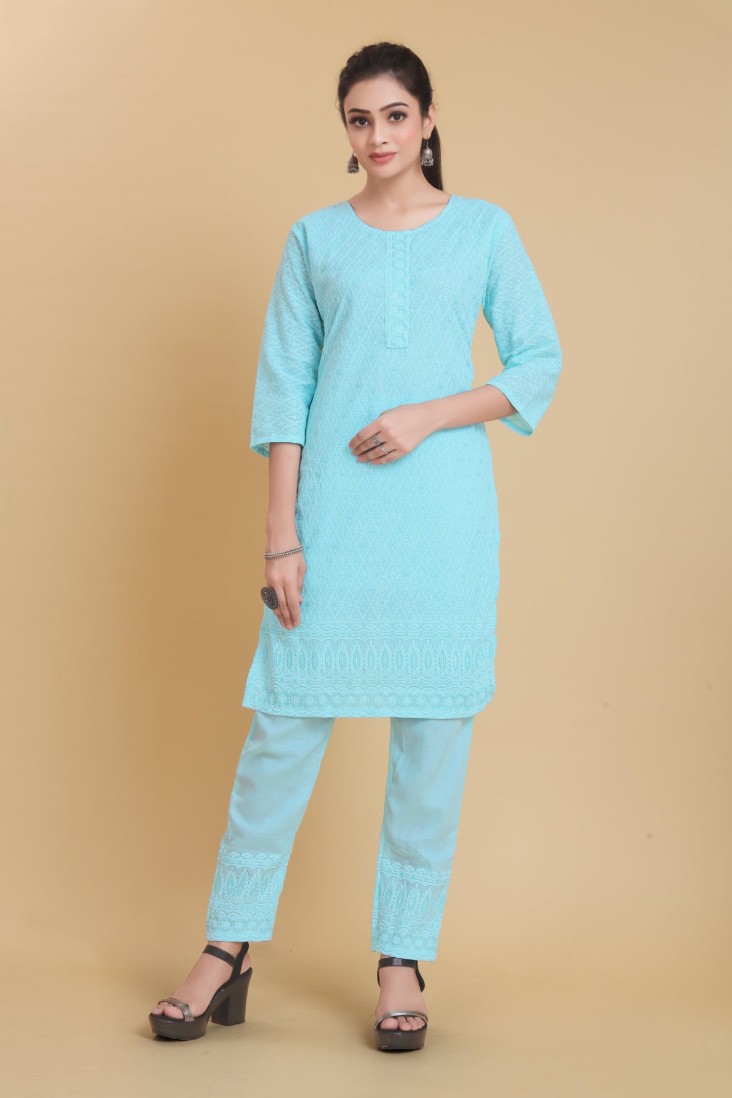 Women Cotton Kurti and Pant Set