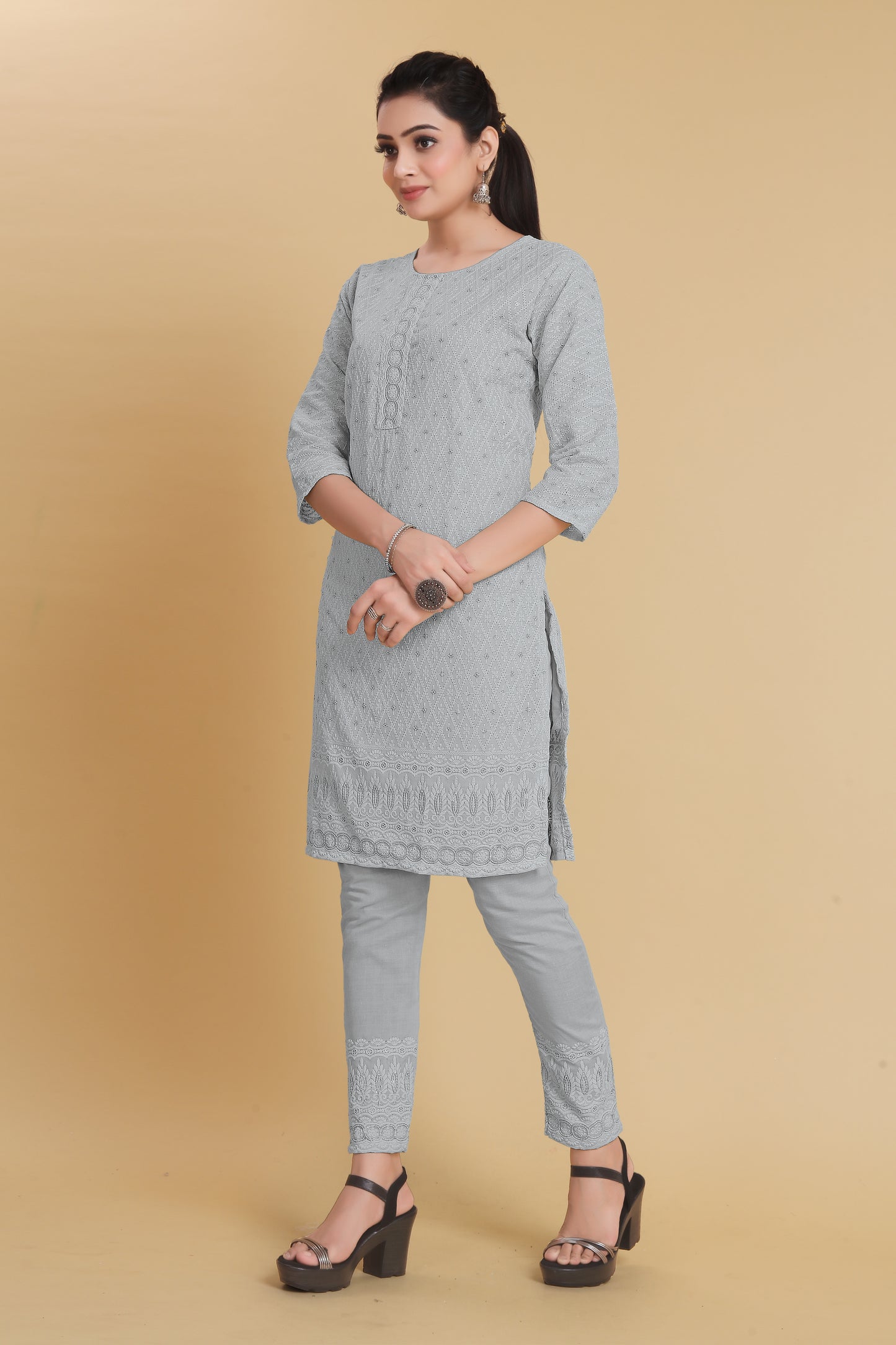 Women Cotton Kurti and Pant Set