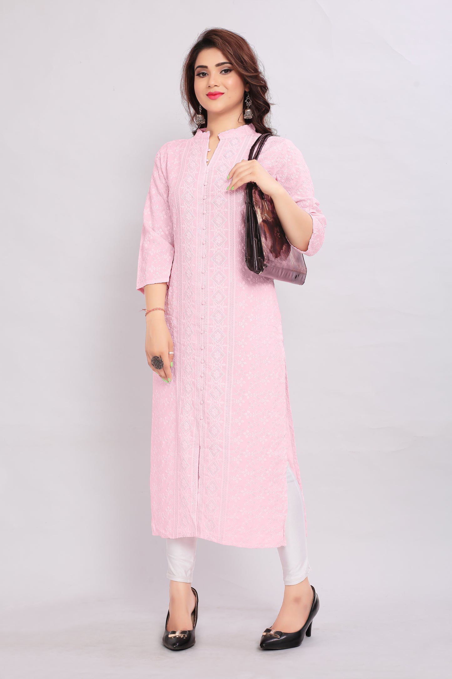 Women Embroidered Viscose Rayon A-line Kurta