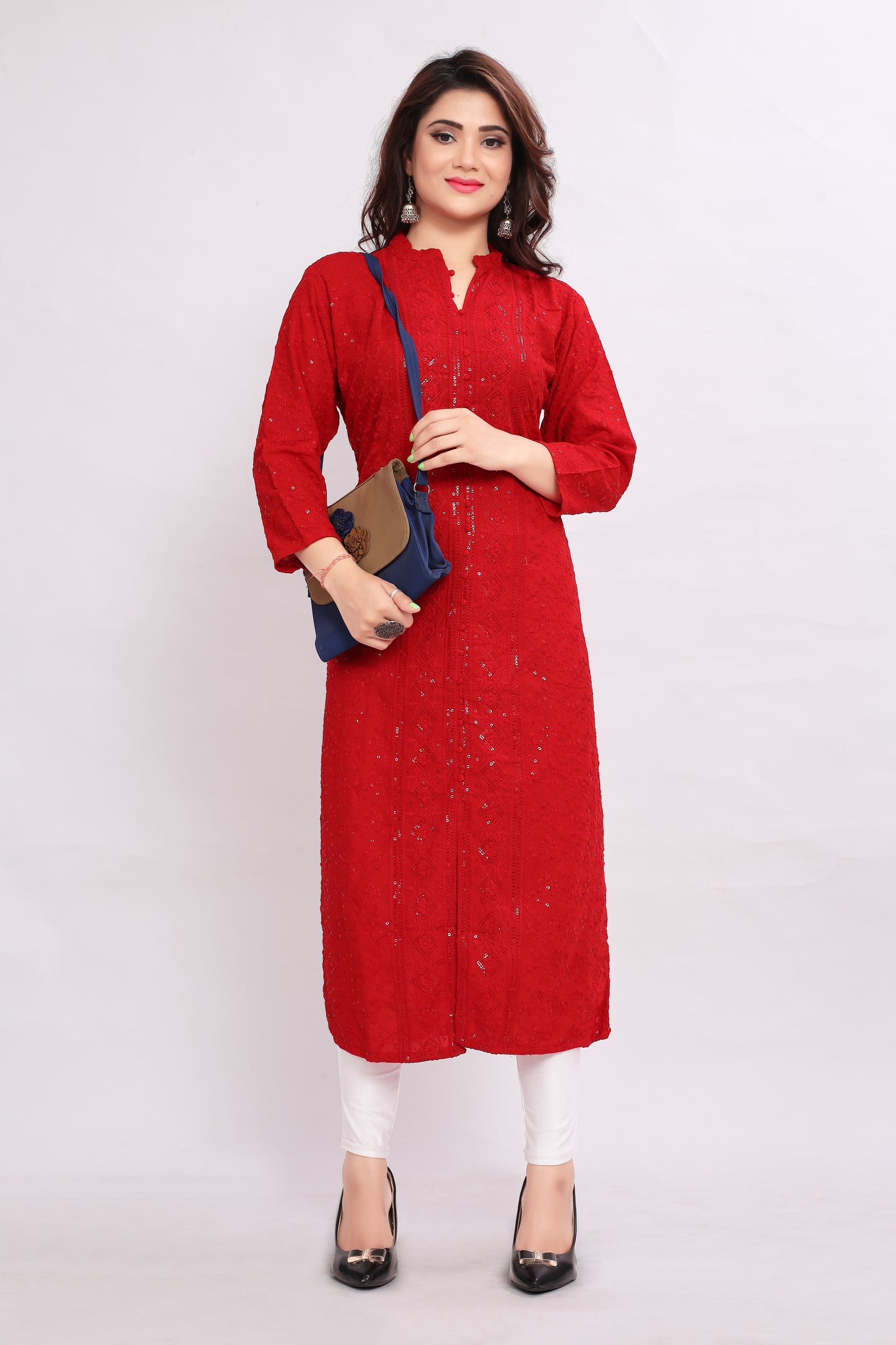 Women Embroidered Viscose Rayon A-line Kurta