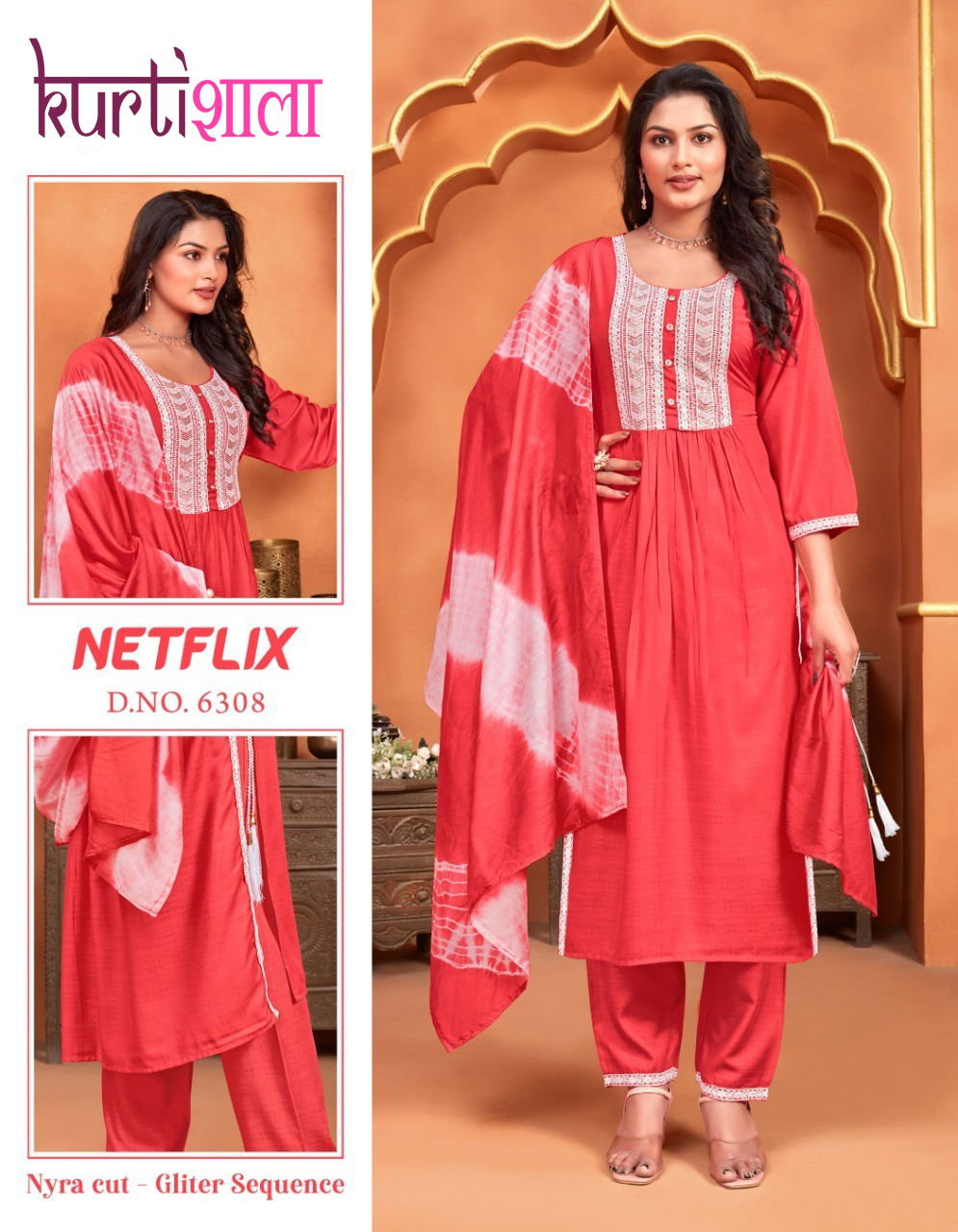 Viscous Reyon Women Heavy Embroidery On Neck & Lace Border Kurta Pant Set With Duptta