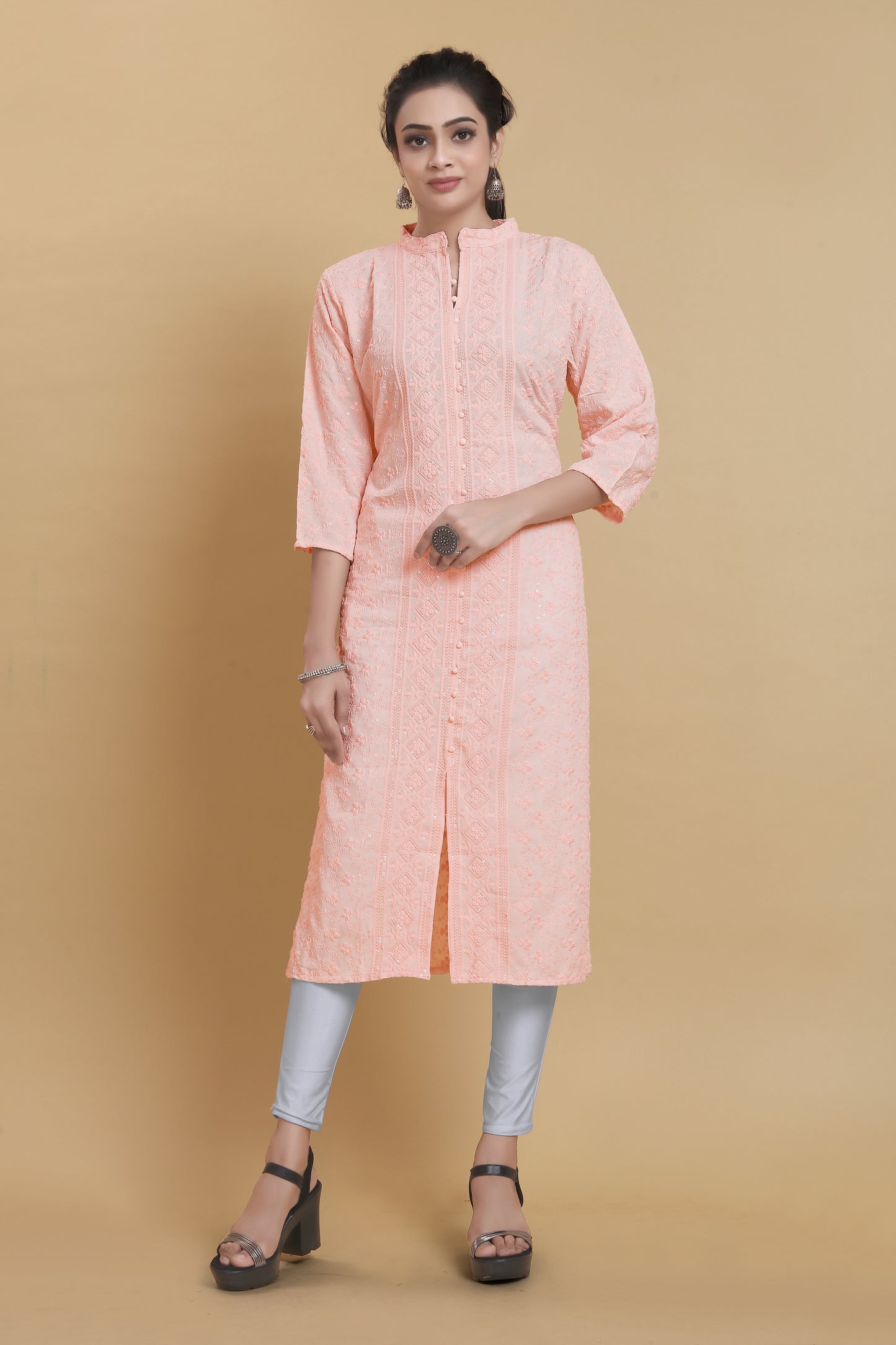 Women Embroidered Viscose Rayon A-line Kurta