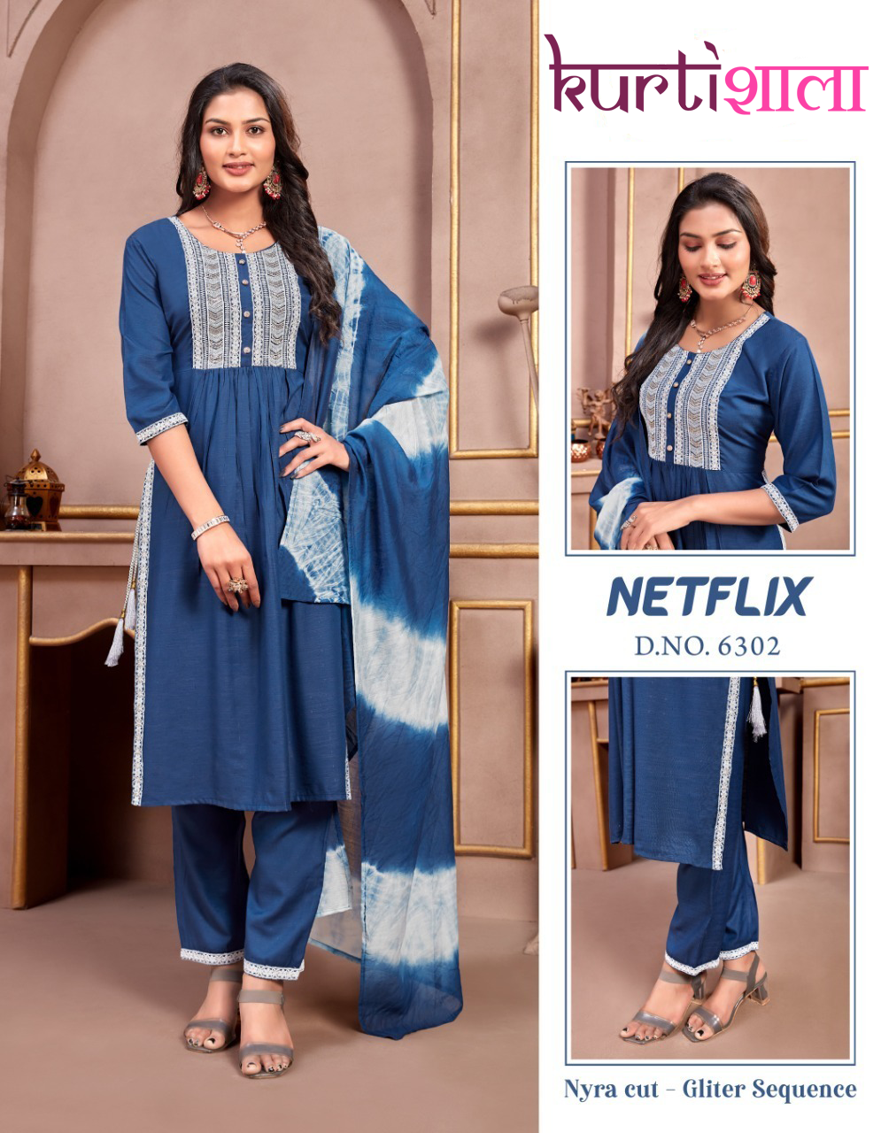 Viscous Reyon Women Heavy Embroidery On Neck & Lace Border Kurta Pant Set With Duptta