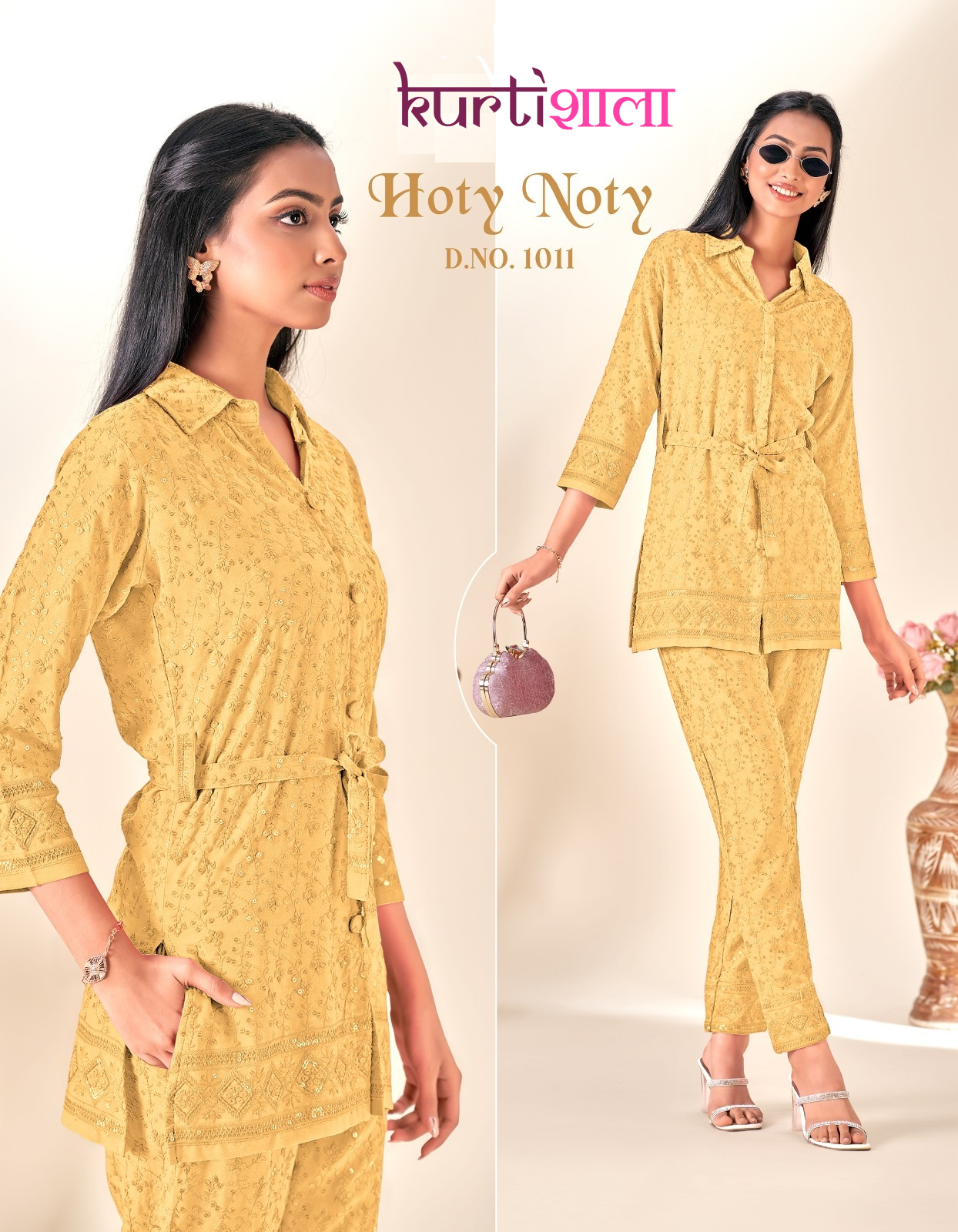 Reyon Women Fully shiffly Sequince work  co-ord set